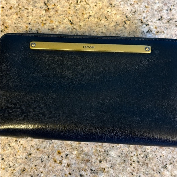 Fossil black Liza Leather Zip Around Clutch Wallet wristlet - Picture 2 of 5